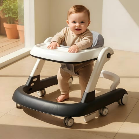 StarAndDaisy Baby Walker for 6-18 Month Baby Boy & Girl/Height Adjustment, Speed Control/Baby Walker for Kids with Safety Wheels and Comfortable Seat (Wiggle W-Grey)