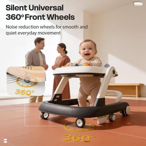 StarAndDaisy Baby Walker for 6-18 Month Baby Boy & Girl/Height Adjustment, Speed Control/Baby Walker for Kids with Safety Wheels and Comfortable Seat (Wiggle W-Grey)