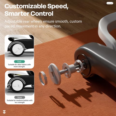 StarAndDaisy Baby Walker for 6-18 Month Baby Boy & Girl/Height Adjustment, Speed Control/Baby Walker for Kids with Safety Wheels and Comfortable Seat (Wiggle W-Grey)