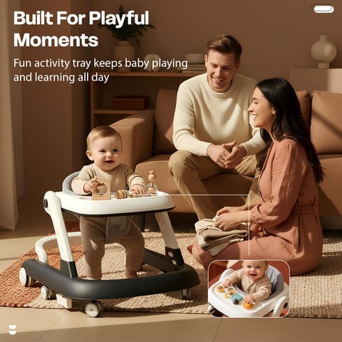 StarAndDaisy Baby Walker for 6-18 Month Baby Boy & Girl/Height Adjustment, Speed Control/Baby Walker for Kids with Safety Wheels and Comfortable Seat (Wiggle W-Grey)