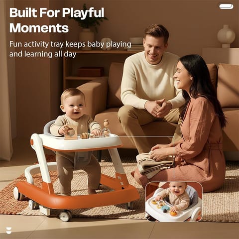 StarAndDaisy Baby Walker for 6-18 Month Baby Boy & Girl/Height Adjustment, Speed Control/Baby Walker for Kids with Safety Wheels and Comfortable Seat (Wiggle W-Orange)