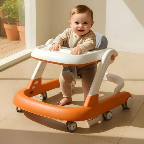 StarAndDaisy Baby Walker for 6-18 Month Baby Boy & Girl/Height Adjustment, Speed Control/Baby Walker for Kids with Safety Wheels and Comfortable Seat (Wiggle W-Orange)