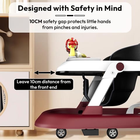 StarAndDaisy Baby Walkers For 6-24 Month Baby Boy Girl/Walker For Kids For 1 Years With Adjustable Height, Musical Tray/WalkerBaby With Brakes Prevant from Falling,Red