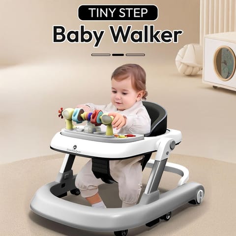 StarAndDaisy Baby Walkers For 6-24 Month Baby Boy Girl/Walker For Kids For 1 Years With Adjustable Height, Musical Tray/WalkerBaby With Brakes Prevant from Falling,Light Grey