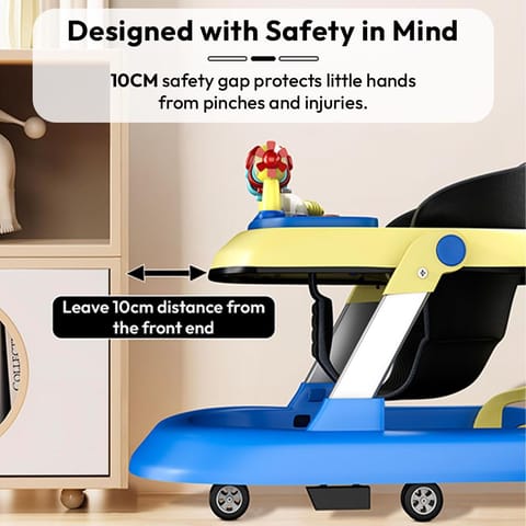 StarAndDaisy Baby Walkers For 6-24 Month Baby Boy Girl/Walker For Kids For 1 Years With Adjustable Height, Musical Tray/WalkerBaby With Brakes Prevant from Falling,Blue, Yellow