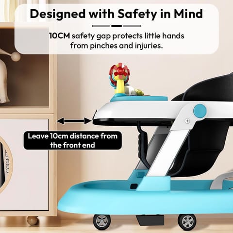 StarAndDaisy Baby Walkers for 6-24 Month Baby Boy Girl/Walker for Kids for 1 Years with Adjustable Height, Musical Tray/WalkerBaby. Blue white