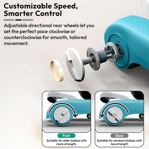 StarAndDaisy Baby Walkers for 6-24 Month Baby Boy Girl/Walker for Kids for 1 Years with Adjustable Height, Musical Tray/WalkerBaby. Blue white