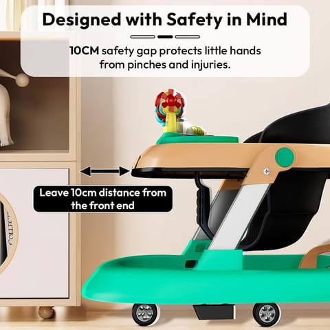 StarAndDaisy Baby Walkers for 6-24 Month Baby Boy Girl/Walker for Kids for 1 Years with Adjustable Height, Musical Tray. Peach green