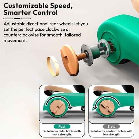 StarAndDaisy Baby Walkers for 6-24 Month Baby Boy Girl/Walker for Kids for 1 Years with Adjustable Height, Musical Tray. Peach green