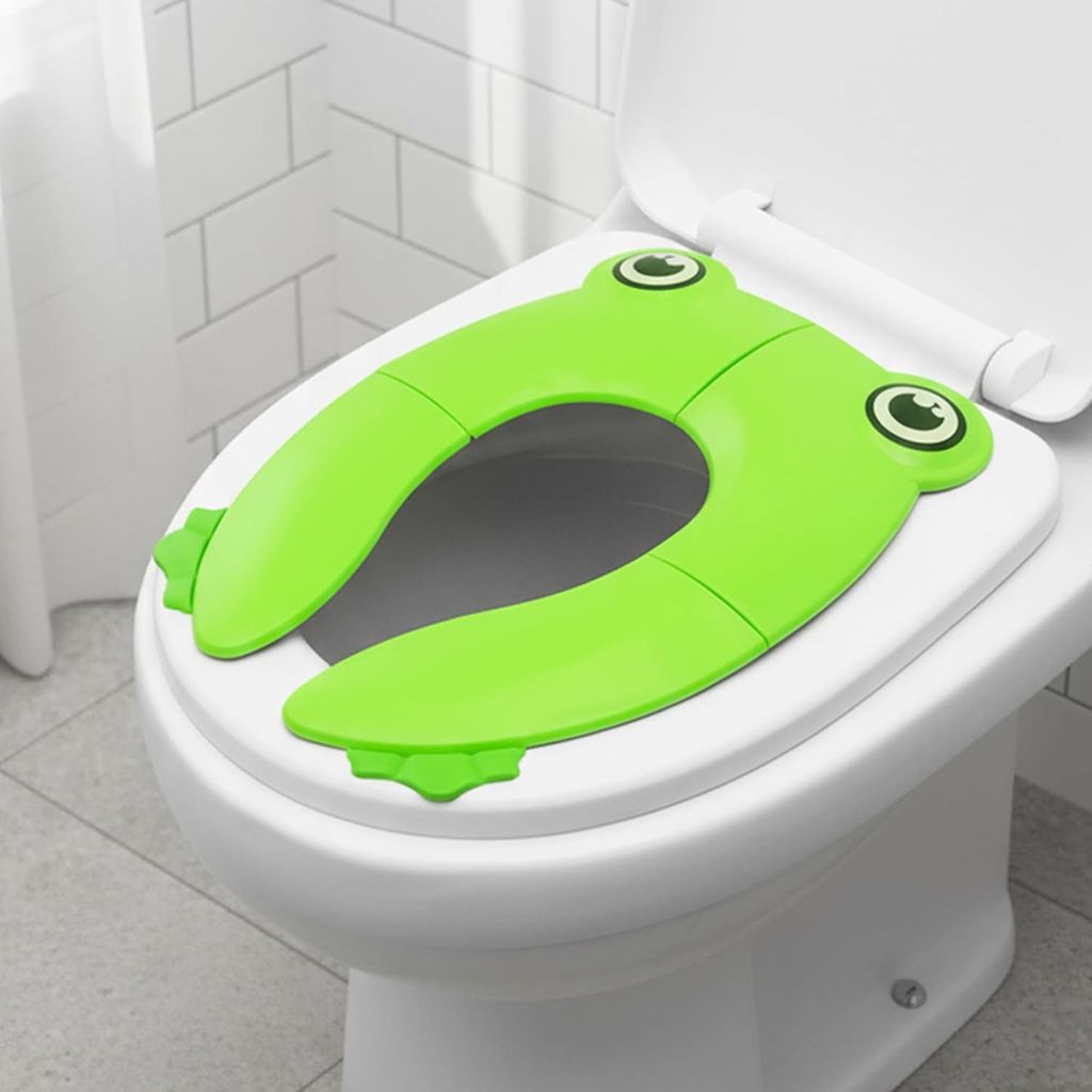 Uonibaby by StarAndDaisy Baby Potty Training Seat – Foldable Toddler Toilet Seat with Cute Frog Design, Non-Slip & Portable Kids Toilet Trainer for Boys & Girls - Green