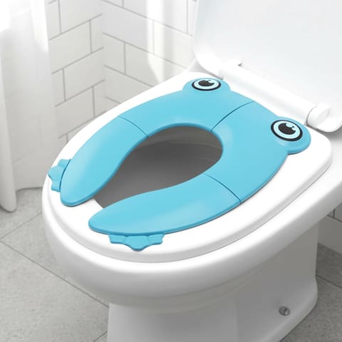 Uonibaby by StarAndDaisy Baby Potty Training Seat – Foldable Toddler Toilet Seat with Cute Frog Design, Non-Slip & Portable Kids Toilet Trainer for Boys & Girls - Blue