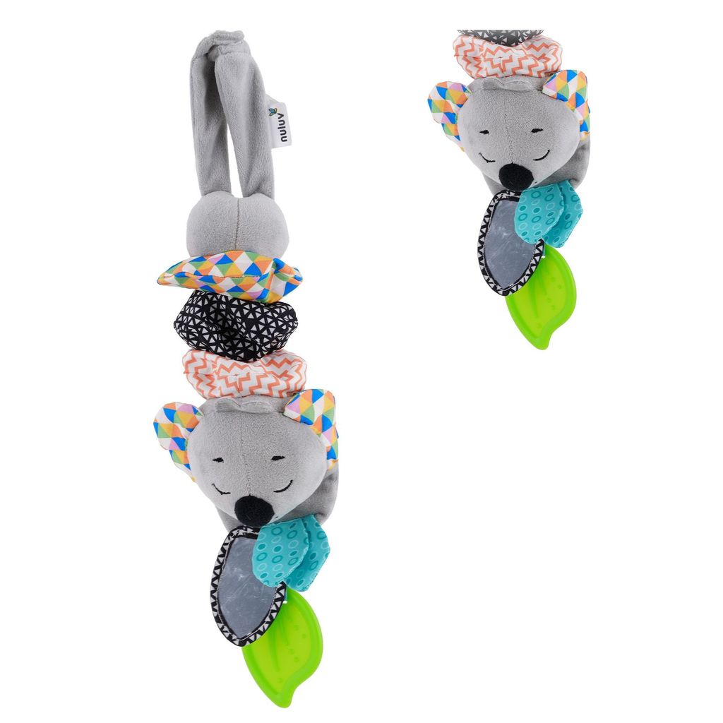 Nuluv Musical Koala Baby Stroller Toy, Soft Plush Sensory Jitter Toy with Music, Teether & Crinkle Ears, Calming Bedtime Companion, Soothing Sound & Vibration, for Babies Aged 3+ Months