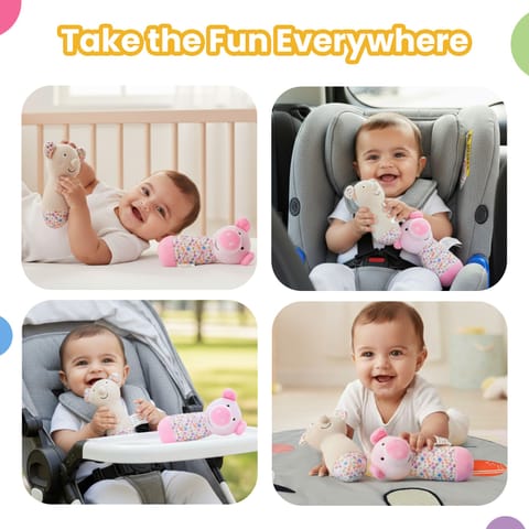 Nuluv Sensory Cuddlies for Babies, Soft Plush Toys with Rattle, Squeaker and Crinkle Sounds, Lightweight Non-Toxic, BPA-Free, Travel-Friendly, Baby Development Toys for 3+ Months