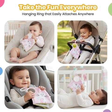 Nuluv Butterfly Soft Book for Babies, Crinkle Sensory Book with Rattle Sound and Textures, Soft Touch-and-Feel Learning Book, Baby-Safe Activity Book for Early Development, for Babies 3+ Months