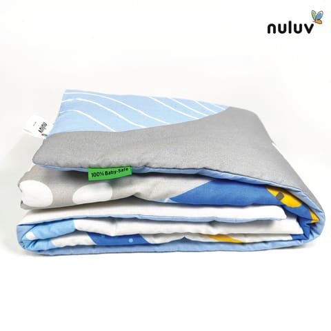 Nuluv Baby Blanket, Quilt for Baby Boys and Girls, 100% Cotton Blanket, Soft and Comfortable, Antimicrobial & Hypoallergenic Filling, 23x36 inches, for Kids Aged 0-9 Months, Transport Design
