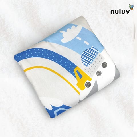 Nuluv Baby Blanket, Quilt for Baby Boys and Girls, 100% Cotton Blanket, Soft and Comfortable, Antimicrobial & Hypoallergenic Filling, 23x36 inches, for Kids Aged 0-9 Months, Transport Design