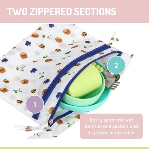 melii Waterproof Wet and Dry Bag for Wet Clothes, Swimsuits, Diapers, toiletries and Dishes - Bear