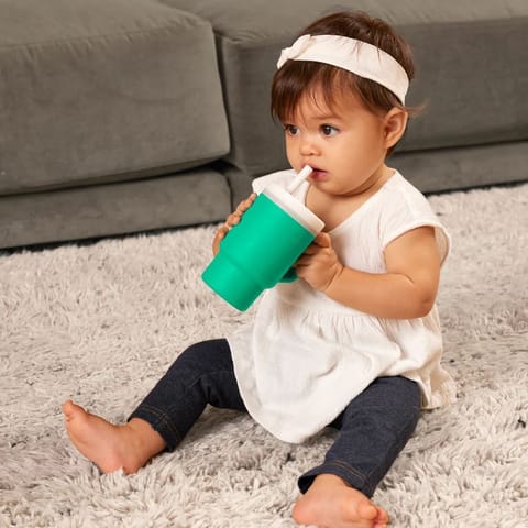 Infantino My 1st Tumbler – Adorable Miniature Tumbler with Leak-Resistant Straw and Toddler-Friendly Handle, Encourages Hydration, Easy to Clean, (266 ml), Alpine