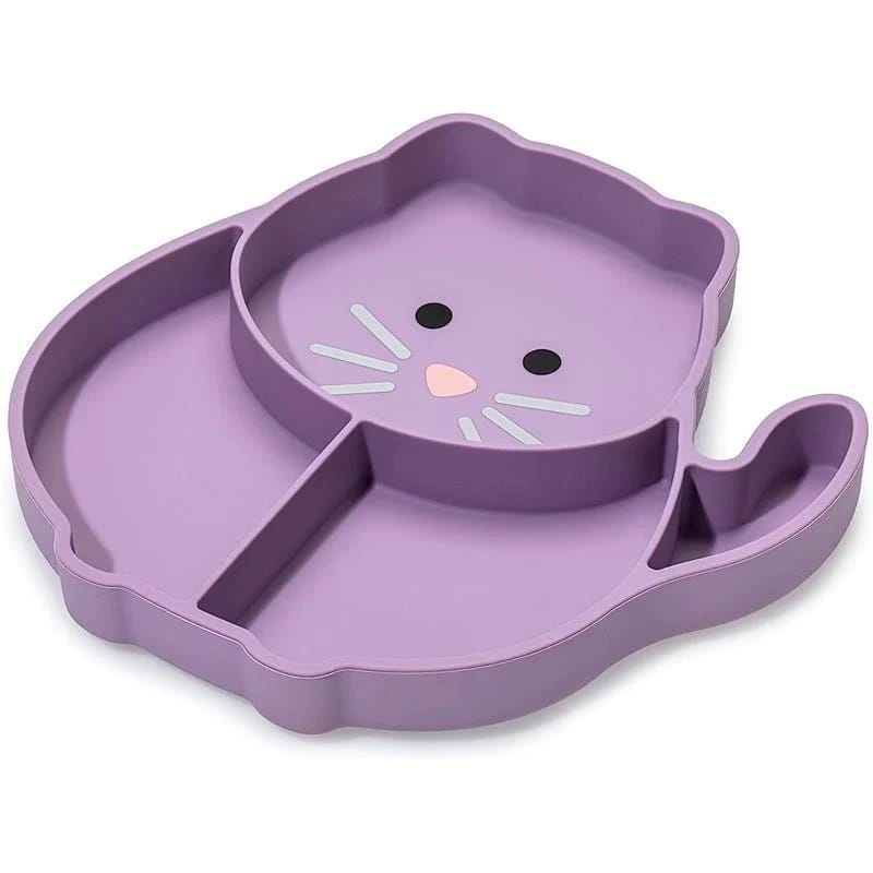 melii Divided Silicone Suction Plate - 100% Silicone, for Baby, Toddlers – BPA Free, Dishwasher & Microwave Safe (Cat)