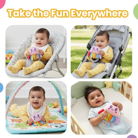 Nuluv Jelly Rattle for Babies, Clear Ring with Rattle Balls, Made with Baby-Safe Materials, Sensory Development Toy, Lightweight and Easy-to-Hold Baby Rattle, for Babies 3+ Months