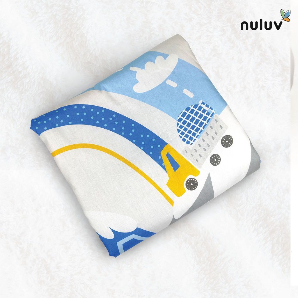 Nuluv Baby Blanket, Quilt for Baby Boys and Girls, 100% Cotton Blanket, Soft and Comfortable, Antimicrobial & Hypoallergenic Filling, 23x36 inches, for Kids Aged 0-9 Months, Transport Design