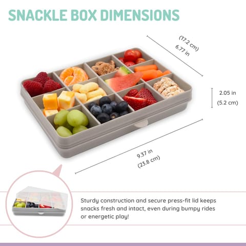 melii Snackle Box with 12 individual compartments, removable dividers, Snack capacity 4oz/114ml each, Grey