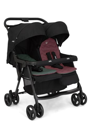 Joie Aire Twin Lightweight Double Stroller, Suitable from Birth to 15 kg, Independent Forward Facing Seats, SoftTouch 5-Point Harness, Lie-Flat Recline, UPF 50+ Canopies, All-Wheel Suspension, Reversible Seat Liners, Quick One-Handed Fold