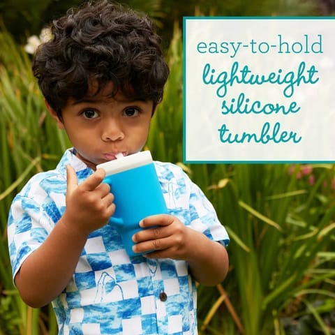 Infantino My 1st Tumbler – Adorable Miniature Tumbler with Leak-Resistant Straw and Toddler-Friendly Handle, Encourages Hydration, Easy to Clean, (266 ml) Ocean