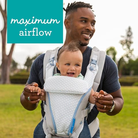 Infantino Staycool 4-in-1 Convertible Carrier with Ergonomic seat, Head Support, Shoulder Straps, and Waist Belt 4 Ways to Carry, Can Carry (3.6-18.14 Kgs), White