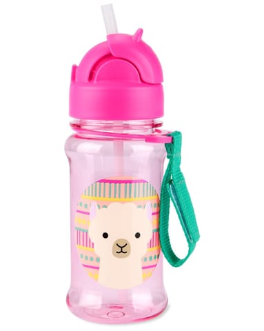 Skip Hop Zoo Straw Bottle with Tritan Renew, BPA-Free & PVC-Free Sippy Bottle for Kids, 355 mL Sipper - Llama