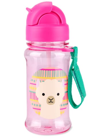 Skip Hop Zoo Straw Bottle with Tritan Renew, BPA-Free & PVC-Free Sippy Bottle for Kids, 355 mL Sipper - Llama