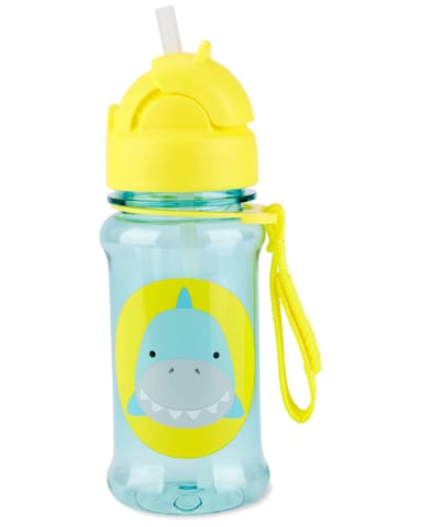 Skip Hop Zoo Straw Bottle with Tritan Renew, BPA-Free & PVC-Free Sippy Bottle for Kids, 355 mL Sipper - Shark