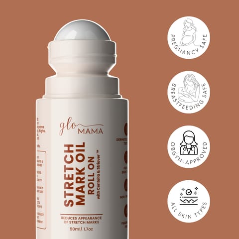 GLO Mama Stretch Mark Oil Roll-On for Pregnancy | Prevents & Reduces Stretch Marks | Doctor-Formulated, Safe for Moms-to-Be