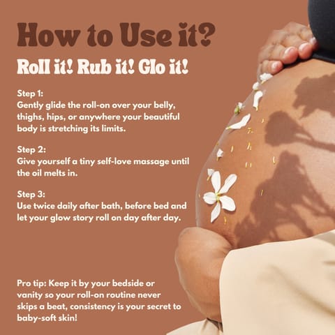 GLO Mama Stretch Mark Oil Roll-On for Pregnancy | Prevents & Reduces Stretch Marks | Doctor-Formulated, Safe for Moms-to-Be