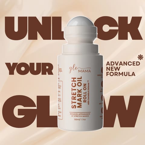 GLO Mama Stretch Mark Oil Roll-On for Pregnancy | Prevents & Reduces Stretch Marks | Doctor-Formulated, Safe for Moms-to-Be
