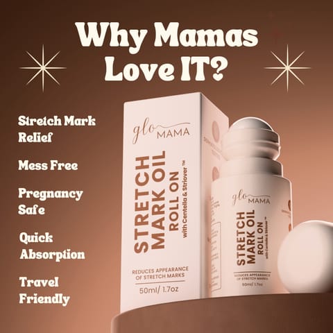 GLO Mama Stretch Mark Oil Roll-On for Pregnancy | Prevents & Reduces Stretch Marks | Doctor-Formulated, Safe for Moms-to-Be