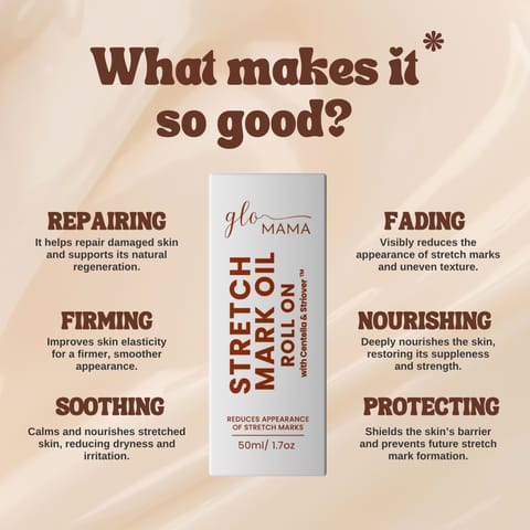GLO Mama Stretch Mark Oil Roll-On for Pregnancy | Prevents & Reduces Stretch Marks | Doctor-Formulated, Safe for Moms-to-Be