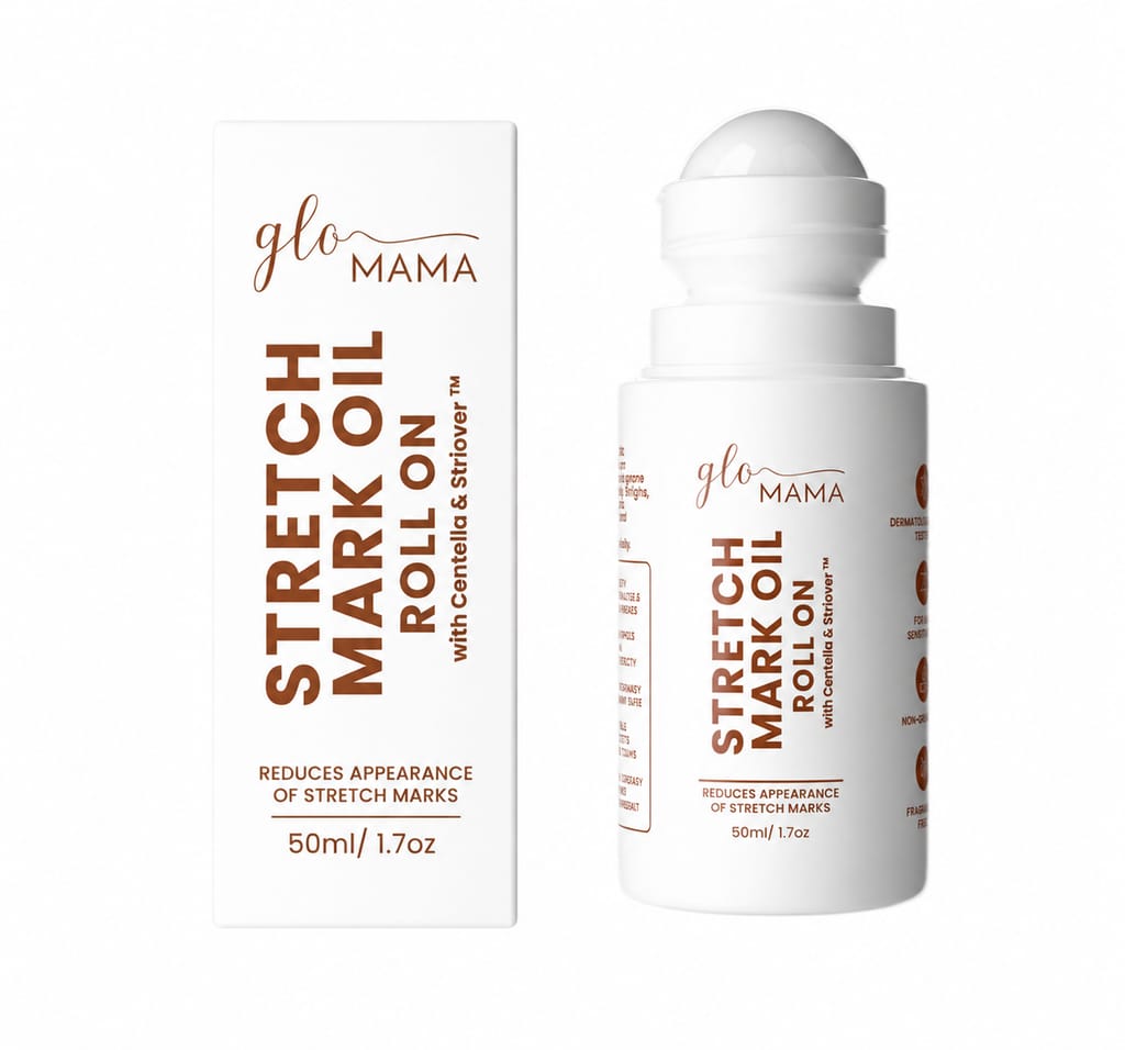 GLO Mama Stretch Mark Oil Roll-On for Pregnancy | Prevents & Reduces Stretch Marks | Doctor-Formulated, Safe for Moms-to-Be