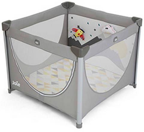 Joie Cheer Baby Playpen – Breathable Mesh Sides, Removable Mattress for Sleep & Play, Side Zipper Entry, Foldable with Carry Handle, Plush Toys Included – from Birth to 15 kg