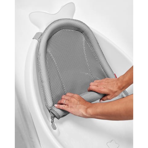 Skip Hop Bath Tub - Moby Smart Sling 3-Stage Tub, PVC-Free, Phthalate-Free, Non Slip Bath Tub for New Born with Drain Plug (Birth to 11Kg, White Color)