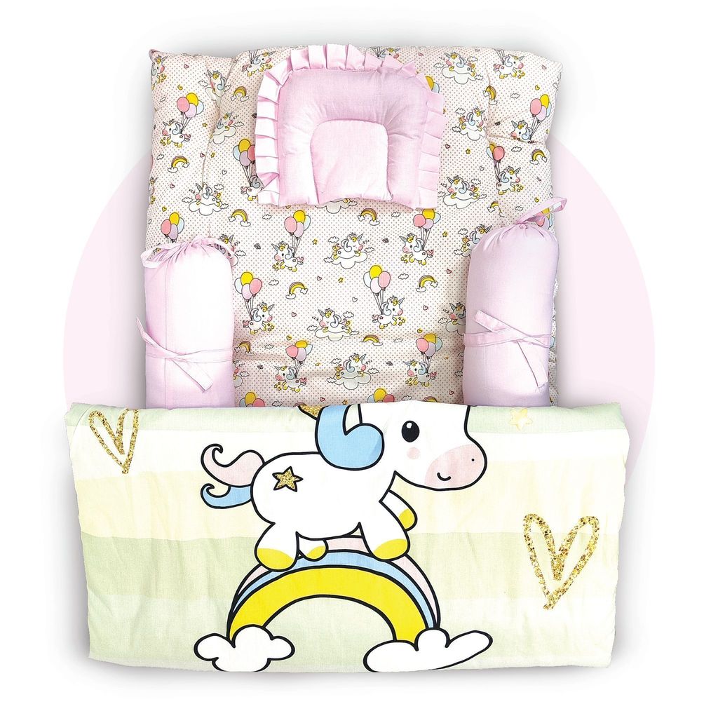 Nuluv Infants 5-Pcs Unicorn Printed Pure Cotton Gadda Set