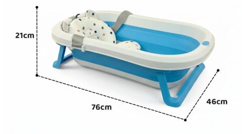 StarAndDaisy Bath Tub for Baby 0-3 Years/Foldable Bath tub for Kids with Cushion, Space Saving Design, Newborn Baby Folding Bathing Tub Girls & Boys, Easy to Store (Blue)