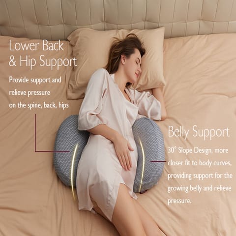 Portable Maternity Pillow For Side Sleeper, Support For Back, Belly, Hips