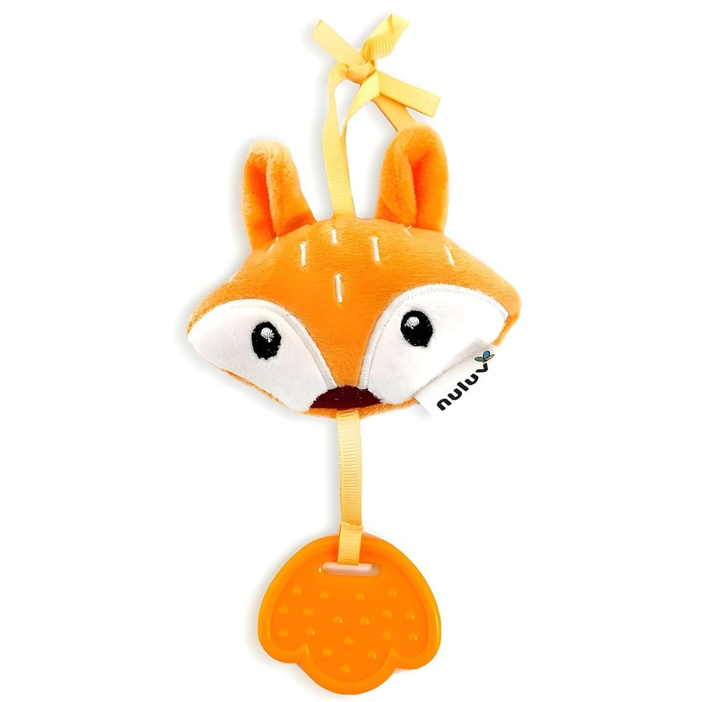 Nuluv Fox Teether Plush Toy, Soft & Cuddly with Stroller Attachment Ribbon for 3+ Months Babies