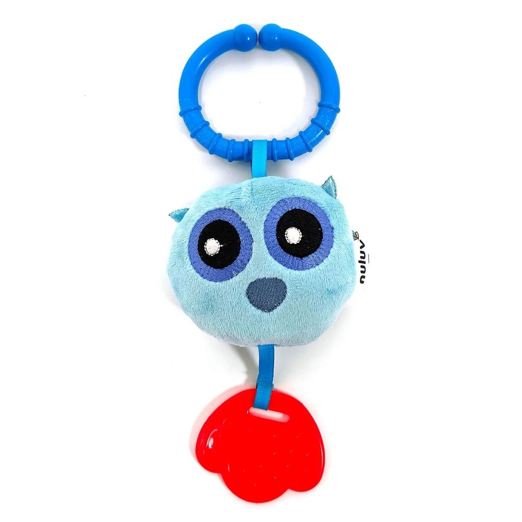 Nuluv Owl Teether Rattle Plush Toy, Soft & Cuddly with Stroller Attachment Ribbon for 3+ Months Babies