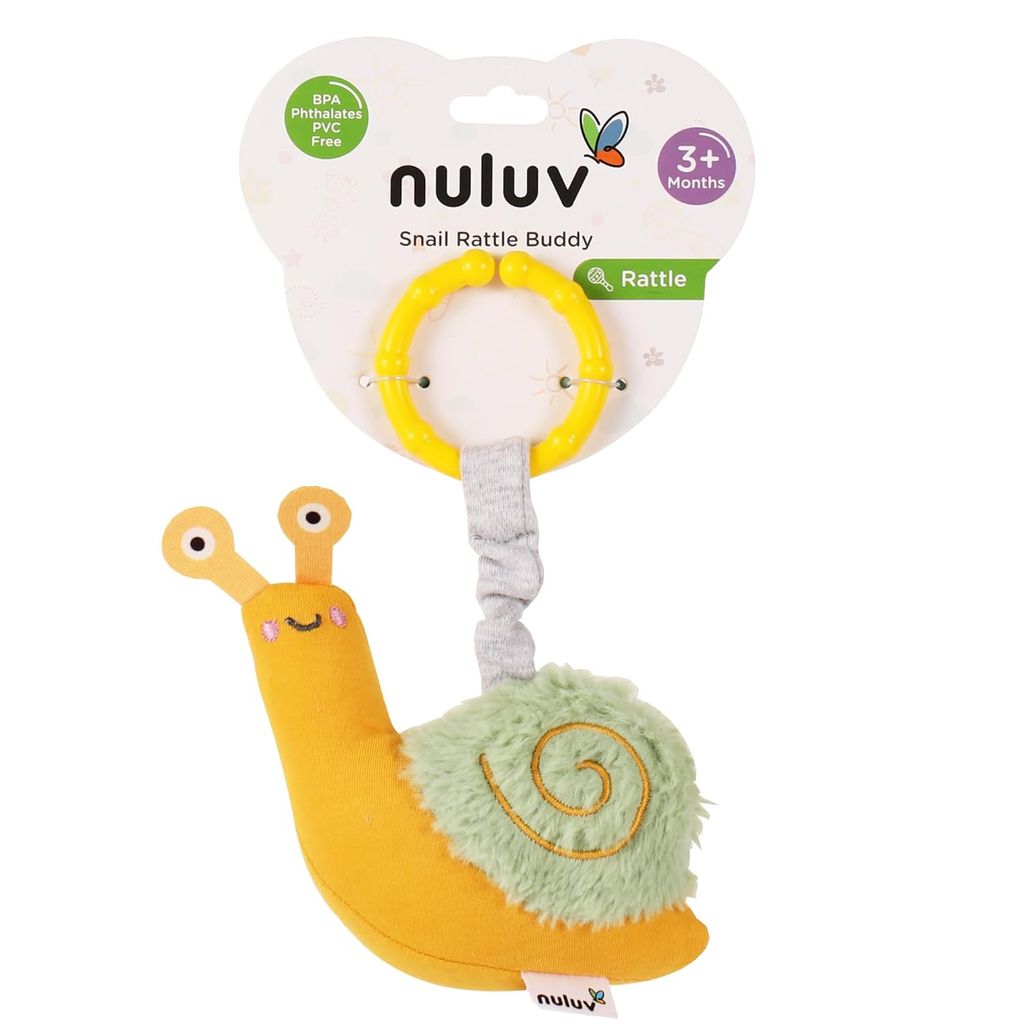 Nuluv Snail Rattle Buddy for Babies, Soft Toy with Rattle Sound, Developmental Toy for Sensory Play, Lightweight and Portable, Non-Toxic, BPA-Free, Travel-Friendly, for Kids 3+ Months