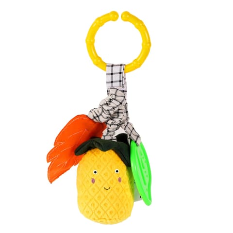 Nuluv Pineapple Baby Rattle Toy with Teething Leaf and Crinkle Sound, Soft Plush Developmental Toy for Sensory Play, Lightweight and Portable, Non-Toxic, BPA-Free, Travel-Friendly, for Kids 3+ Months