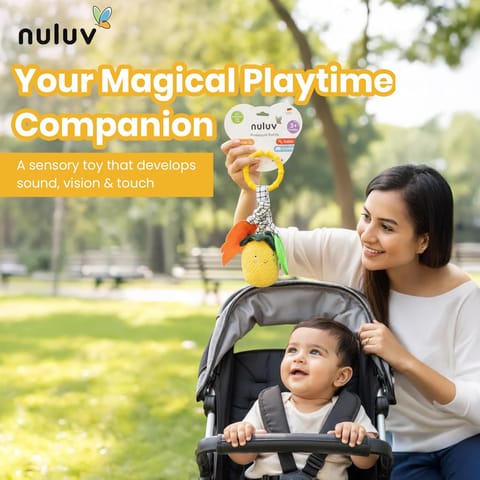 Nuluv Pineapple Baby Rattle Toy with Teething Leaf and Crinkle Sound, Soft Plush Developmental Toy for Sensory Play, Lightweight and Portable, Non-Toxic, BPA-Free, Travel-Friendly, for Kids 3+ Months