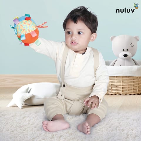 Nuluv Learning & Activity Play Ball - Soft Plush Infant & Preschool Toy, Multicolour Baby Ball with Rattle Sound