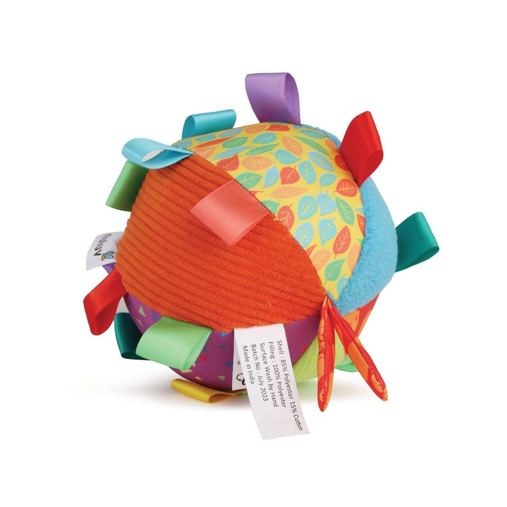 Nuluv Learning & Activity Play Ball - Soft Plush Infant & Preschool Toy, Multicolour Baby Ball with Rattle Sound